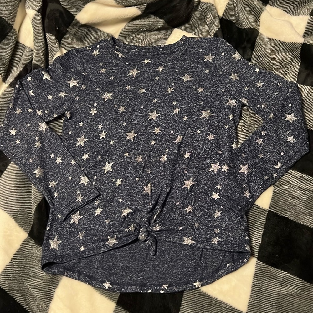 GAP tie-front long sleeve shirt size L. Navy & Silver